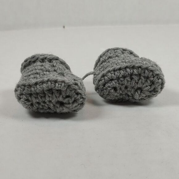 Handmade Crochet Baby Booties Soft Gray Newborn Preemie Shoes Shower Gift New - Picture 8 of 16